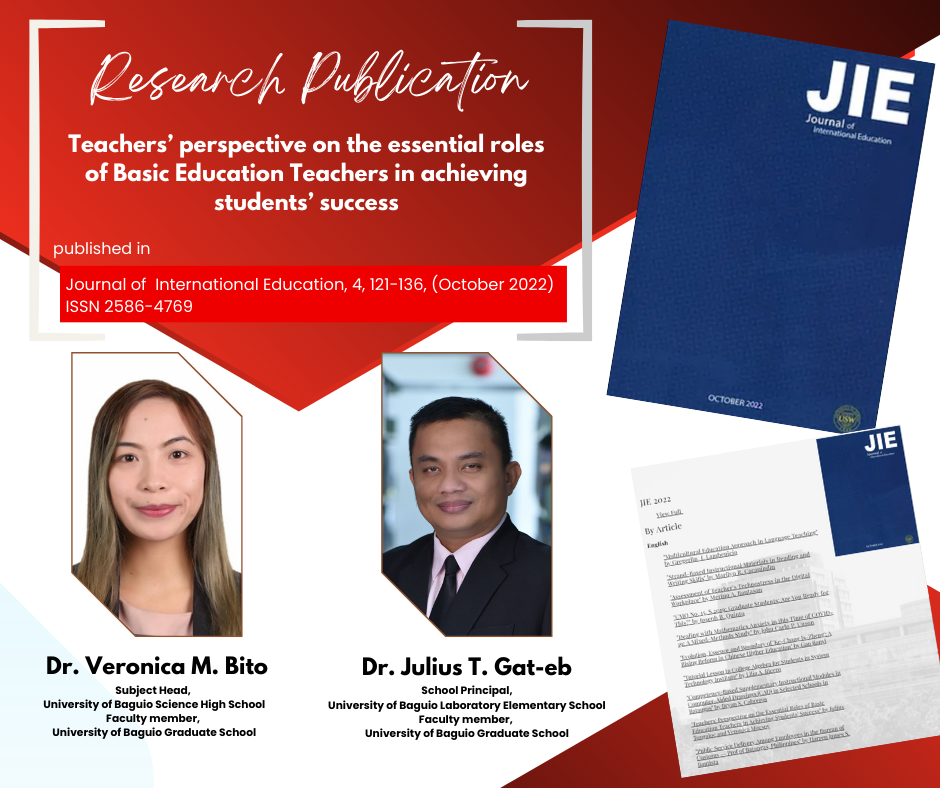 Teachers’ perspective on the essential roles of Basic Education Teachers in achieving students’ success